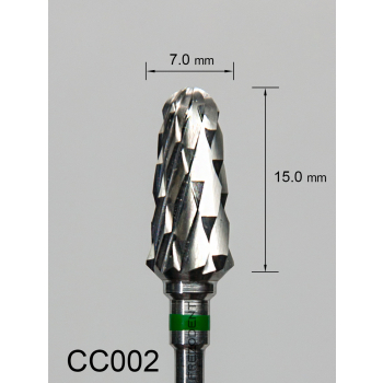 Frez węglikowy CC002 z grubym krzyżowym nacięciem (zielony pasek) – stożkowy