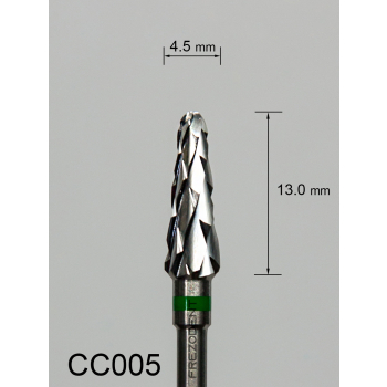 Frez węglikowy CC005 z grubym krzyżowym nacięciem (zielony pasek) – stożkowy