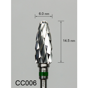 Frez węglikowy CC006 z grubym krzyżowym nacięciem (zielony pasek) – wypukły z zaokrąglonym czubkiem
