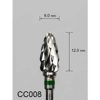 Frez węglikowy CC008 z grubym krzyżowym nacięciem (zielony pasek) – wypukły