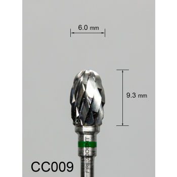 Frez węglikowy CC009 z grubym krzyżowym nacięciem (zielony pasek) – owalny