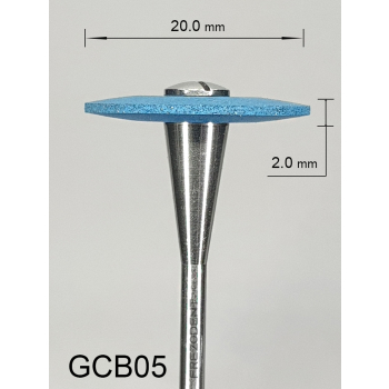 Gumka diamentowa GCB05 (niebieska) do cyrkonu i ceramiki – gradacja średnio-gruba, soczewka 20 mm