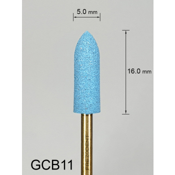Gumka diamentowa GCB11 (niebieska) do cyrkonu i ceramiki – gradacja średnio-gruba, walec ze zwężającym się końcem 5 mm