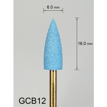Gumka diamentowa GCB12 (niebieska) do cyrkonu i ceramiki – gradacja średnio-gruba, stożek 6 mm
