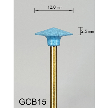 Gumka diamentowa GCB15 (niebieska) do cyrkonu i ceramiki – gradacja średnio-gruba, soczewka 12 mm