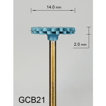 Gumka diamentowa GCB21 (niebieska) do cyrkonu i ceramiki– typ słoneczko, średnica 14 mm, gradacja średnio-gruba