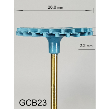 Gumka diamentowa GCB23 (niebieska) do cyrkonu i ceramiki– typ słoneczko, średnica 26 mm, gradacja średnio-gruba
