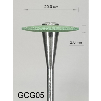 Gumka diamentowa GCG05 (zielona) do cyrkonu i ceramiki– gradacja gruba, soczewka 20 mm
