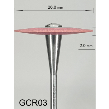 Gumka diamentowa GCR03 (czerwona) do cyrkonu i ceramiki– gradacja średnia, soczewka 26 mm