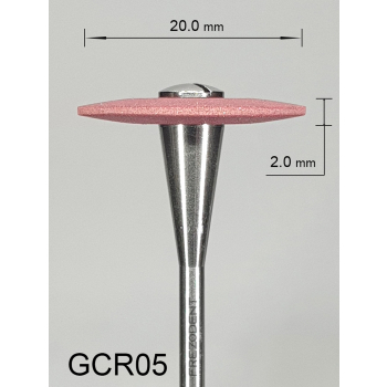 Gumka diamentowa GCR05 (czerwona) do cyrkonu i ceramiki– gradacja średnia, soczewka 20 mm