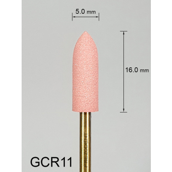 Gumka diamentowa GCR11 (czerwona) do cyrkonu i ceramiki– gradacja średnia, walec ze zwężającym się końcem 5 mm