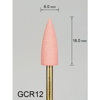 Gumka diamentowa GCR12 (czerwona) do cyrkonu i ceramiki– gradacja średnia, stożek 6 mm