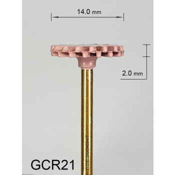 Gumka diamentowa GCR21 (czerwona) do cyrkonu i ceramiki – typ słoneczko, średnica 14 mm, gradacja średnia