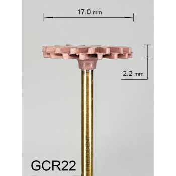 Gumka diamentowa GCR22 (czerwona) do cyrkonu i ceramiki – typ słoneczko, średnica 17 mm, gradacja średnia