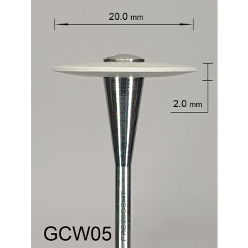 Gumka diamentowa GCW05 (biała) do cyrkonu i ceramiki– gradacja bardzo drobna, soczewka 20 mm