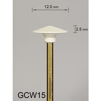Gumka diamentowa GCW015 (biała) do cyrkonu i ceramiki – gradacja bardzo drobna, soczewka 12 mm