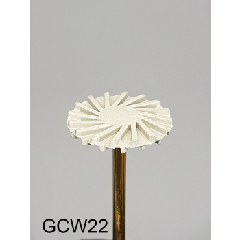 Gumka diamentowa GCW22 (biała) do cyrkonu i ceramiki– typ słoneczko, średnica 17 mm, gradacja bardzo drobna