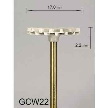 Gumka diamentowa GCW22 (biała) do cyrkonu i ceramiki– typ słoneczko, średnica 17 mm, gradacja bardzo drobna