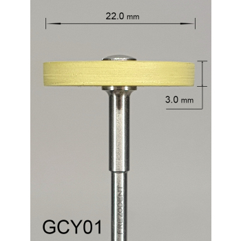 Gumka diamentowa GCY01 (żółta) do cyrkonu i ceramiki – gradacja drobna, dysk 22 mm