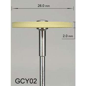 Gumka diamentowa GCY02 (żółta) do cyrkonu i ceramiki – gradacja drobna, dysk 26 mm