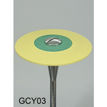 Gumka diamentowa GCY03 (żółta) do cyrkonu i ceramiki – gradacja drobna, soczewka 26 mm