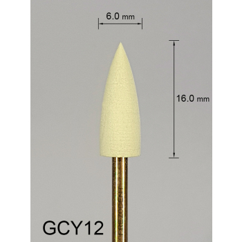Gumka diamentowa GCY12 (żółta) do cyrkonu i ceramiki – gradacja drobna, stożek 6 mm