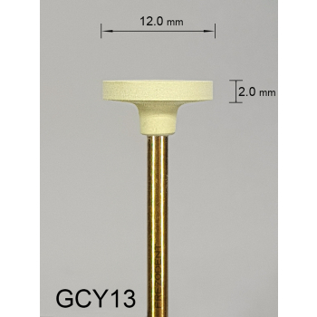 Gumka diamentowa GCY13 (żółta) do cyrkonu i ceramiki – gradacja drobna, dysk 12 mm