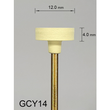 Gumka diamentowa GCY14 (żółta) do cyrkonu i ceramiki – gradacja drobna, dysk 12 mm