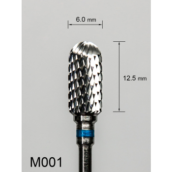 Frez węglikowy M001 z krzyżowym średnim nacięciem (niebieski pasek) – walcowy z zaokrąglonym końcem