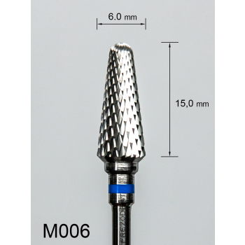 Frez węglikowy M006 z krzyżowym średnim nacięciem (niebieski pasek) – stożkowy