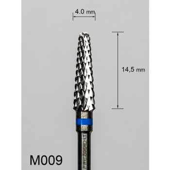 Frez węglikowy M009 z krzyżowym średnim nacięciem (niebieski pasek) – stożkowy