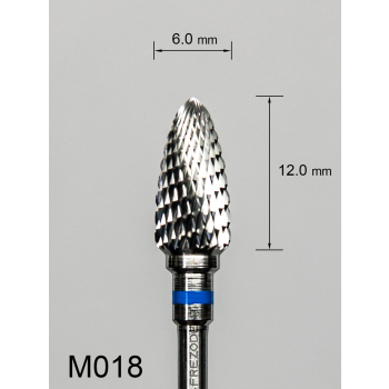 Frez węglikowy M018 z krzyżowym średnim nacięciem (niebieski pasek) – wypukły z czubkiem