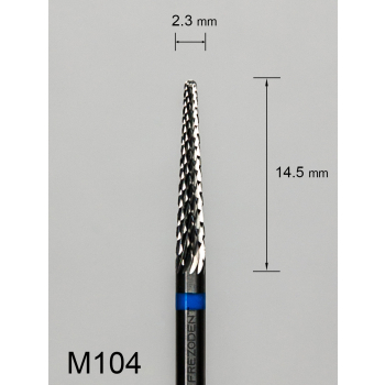 Frez węglikowy M104 z krzyżowym średnim nacięciem (niebieski pasek) – stożkowy