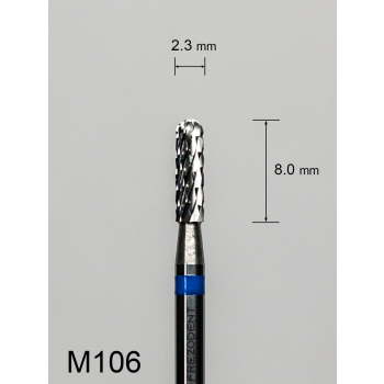 Frez węglikowy M106 z krzyżowym średnim nacięciem (niebieski pasek) – walcowy krótki z zaokrąglonym końcem