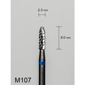 Frez węglikowy M107 z krzyżowym średnim nacięciem (niebieski pasek) – walcowy krótki ze zwężającym się czubkiem
