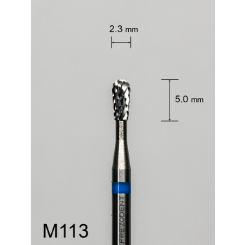 Frez węglikowy M113 z krzyżowym średnim nacięciem (niebieski pasek) – odwrócona gruszka miniaturowa
