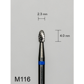 Frez węglikowy M116 z krzyżowym średnim nacięciem (niebieski pasek) – wypukły (soczewkowy) miniaturowy