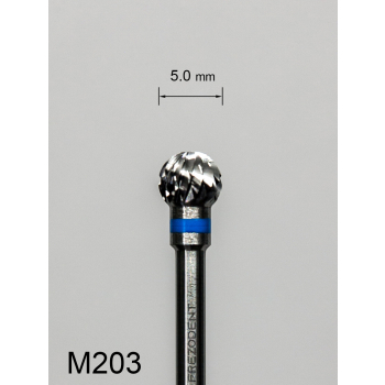 Frez węglikowy M203 z krzyżowym średnim nacięciem (niebieski pasek) – kulka 5 mm