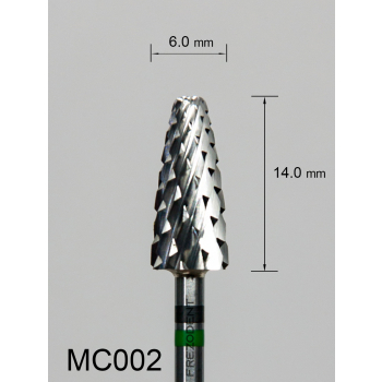Frez węglikowy MC002 ze średnio-grubym krzyżowym nacięciem (zielono-czarny pasek) – wypukły
