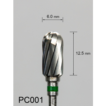 Frez węglikowy PC001 walcowaty z zaokrąglonym końcem z grubym pojedynczym nacięciem (zielony pasek)