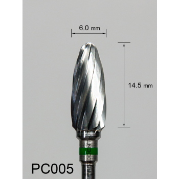 Frez węglikowy PC005 wypukły z grubym pojedynczym nacięciem (zielony pasek)