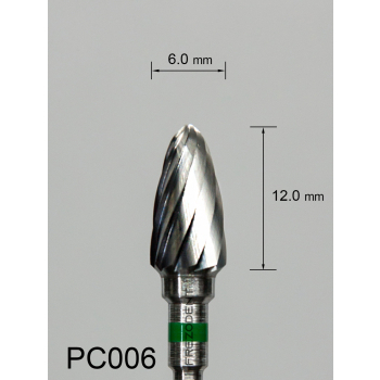 Frez węglikowy PC006 wypukły z grubym pojedynczym nacięciem (zielony pasek)