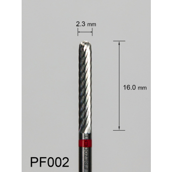 Frez węglikowy PF002 walcowaty z zaokrąglonym końcem z drobnym pojedynczym nacięciem (czerwony pasek)