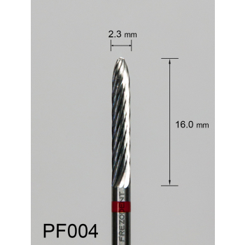 Frez węglikowy PF004 walcowaty z zwężającym się końcem z drobnym pojedynczym nacięciem (czerwony pasek)