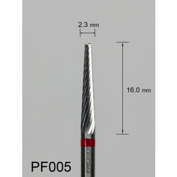 Frez węglikowy PF005 stożkowy z drobnym pojedynczym nacięciem (czerwony pasek)