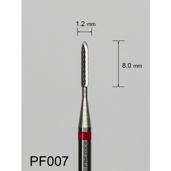 Frez węglikowy PF007 walcowaty z zwężającym się końcem z drobnym pojedynczym nacięciem (czerwony pasek)