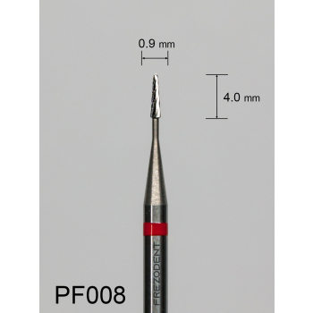 Frez węglikowy PF008 mały stożkowy z drobnym pojedynczym nacięciem (czerwony pasek)