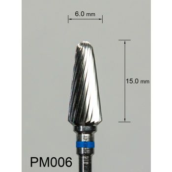 Frez węglikowy PM006 stożkowy z średnim pojedynczym nacięciem (niebieski pasek)
