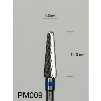 Frez węglikowy PM009 stożkowy z średnim pojedynczym nacięciem (niebieski pasek)