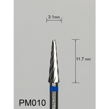 Frez węglikowy PM010 stożkowy z średnim pojedynczym nacięciem (niebieski pasek)
